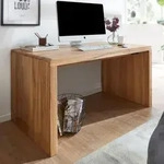 FineBuy Schreibtisch Massiv-Holz Akazie 140 cm Computertisch Echtholz Design...