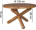 WOHNLING Design Esszimmertisch BOHA rund &Oslash; 120 cm x 75 cm Sheesham Massiv-Holz