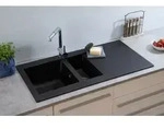 Einbausp&uuml;le K&uuml;chensp&uuml;le Sp&uuml;le Granit Mineralite 100 x 50 Schwarz Respekta Denver