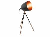 EGLO Dreibein Tischlampe Chester, 1 flammige Vintage Tischleuchte, Nachttischlampe