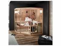 HOME DELUXE Traditionelle Sauna SKYLINE BIG - XL mit Kunststeinwand – 200 x...
