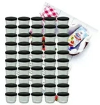 50er Set Sturzglas 230 ml Marmeladenglas Einmachglas To 82 schwarzer Deckel...