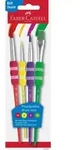 FABER-CASTELL 481600 - Pinsel Set mit Softgriffst&uuml;ck, 4-teilig, Malpinsel f&uuml;r