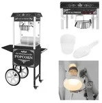 Professionelle leistungsstarke mobile Popcornmaschine auf Wagen 230V 1.6kW schwarz -