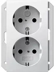 Gira 273527 Doppel-SCHUKO KS, f&uuml;r 1,5fach Dose System 55 Reinwei&szlig; matt - Wei&szlig;