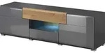 OXM TV-Schr&auml;nke Toledo Anthrazit gl&auml;nzend / Eiche Enkel 159 x 47 x 39 cm - Grau