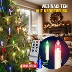 DEUBA&reg; LED Weihnachtsbaumkerzen Kabellos 30er Set Bunt mit Batterie Timer