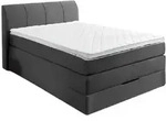 Boxspringbett Modesto Stoff silber Topper 140x200 cm - Schwarz