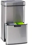 Relaxdays M&uuml;lltrennsystem mit Sensor, 3 F&auml;cher, 60 l, 2 M&uuml;lleimer unten, Klemmring