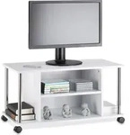 Relaxdays Fernsehtisch wei&szlig;, TV-Unterschrank mit 4 Rollen, rollbarer Fernsehschrank,