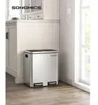 SONGMICS M&uuml;lleimer 30L Treteimer 2 x15L Edelstahl Abfalleimer mit Trennsysteme und 2