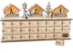 Small Foot 1290 Adventskalender aus Holz Weihnachtsbasar, natur (1 St&uuml;ck) - Gelb