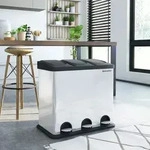 SONGMICS M&uuml;lleimer 54L Treteimer 3 x 18L Edelstahl Abfalleimer mit Inneneimer