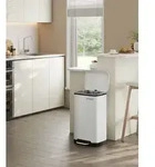 SONGMICS M&uuml;lleimer Abfalleimer, 30L, aus Edelstahl, luftdicht - Wei&szlig;