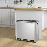 SONGMICS M&uuml;lleimer M&uuml;lltrennsystem, 3 x 18 L, ergonomisch, 3 F&auml;cher, K&uuml;che -