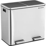 SONGMICS M&uuml;lleimer 48 L Edelstahl 2 x 24 L Abfalleimer Treteimer mit 2 Inneneimern