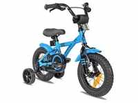 PROMETHEUS Kinder Fahrrad ab 3 Jahre | 12 Zoll Kinderrad mit Stützräder | Blau &