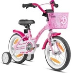 PROMETHEUS M&auml;dchenfahrrad 14 Zoll in Rosa Lila & Wei&szlig; mit St&uuml;tzr&auml;der | Aluminium
