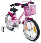 PROMETHEUS M&auml;dchenfahrrad 16 Zoll in Rosa Lila & Wei&szlig; mit St&uuml;tzr&auml;der |...