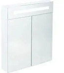 Relaxdays LED Spiegelschrank, 2 T&uuml;ren, 3 F&auml;cher, Steckdose, LED-Wandschrank, Stahl,