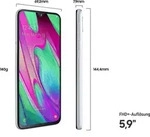 Samsung Smartphone Galaxy A40 15cm (5,9 Zoll), 4GB RAM, 64GB Speicher, Farbe: Wei&szlig; -