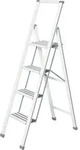 WENKO Klapptrittleiter Tritt Haushalts Leiter 4 XXL Stufen Aluminium 144 cm wei&szlig;