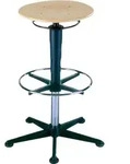 Bimos Drehhocker mit Gleitern und Fu&szlig;ring Buche Sitz-H&ouml;he 570-850mm Sitz-D.350mm -