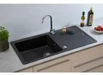 K&uuml;chensp&uuml;le Sp&uuml;le Einbausp&uuml;le Granit Becken 100x50 Schwarz Respekta Columbia -