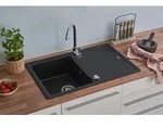 K&uuml;chensp&uuml;le Einbausp&uuml;le Sp&uuml;lbecken Granitsp&uuml;le 78x50 Schwarz Respekta Columbia -