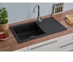 Einbausp&uuml;le K&uuml;chensp&uuml;le Sp&uuml;le Granit Mineralite 78 x 44 Schwarz Respekta Denver -