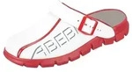 Abeba 7313 Clog wei&szlig;/rot mit Aufdruck - 47 - Wei&szlig;/Rot - 47