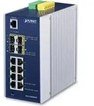 PLANET Industrial 8-Port 10/100/1000T + 4-Port 100/1000X - Blau/Wei&szlig;