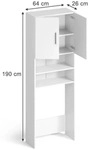 VICCO Waschmaschinenschrank Wei&szlig; 190 x 64 cm - Badregal Hochschrank...