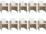 vidaXL 11-tlg. Garten-Essgruppe mit Auflagen Poly Rattan Beige - Beige