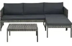vidaXL 3-tlg. Garten-Lounge-Set mit Auflagen Poly Rattan Grau - Grau