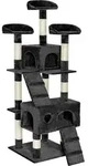 tectake&reg; Kratzbaum Mogli 170 cm inklusive 2 Treppen und Kippschutz - Schwarz