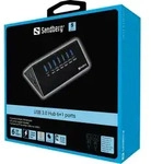 Sandberg 133-82 USB 3.0 HUB 7-Port 7xUSB 3.0 Schwarz - Schwarz