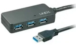 USB 3.2 Gen 1 Aktivhub Pro, USB-A Stecker > 3x USB-A Buchse (schwarz, 10 Meter) -