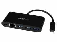 StarTech.com 3 Port USB-C Hub mit Gigabit Ethernet und 60 W Stromversorgung