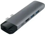 Satechi Type-C Pro Hub Adapter mit Ethernet-C Space Grau USB-C 6 in 2 - Grau