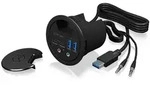 ICY BOX IB-HUB1403B, 4 Port USB 3.2 Gen 1 Tisch-Hub mit Type-C&reg;, Type-A und Audio