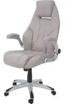 B&uuml;rostuhl HWC-A65, Schreibtischstuhl Chefsessel Drehstuhl, Kunstleder - taupe-grau -