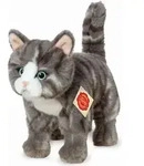 Teddy Hermann Katze grau getigert stehend 20 cm - Bunt
