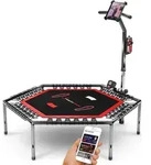 Messe-Neuheit 2020! Smart Fitness Trampolin, inkl. Pulsgurt, Sprungz&auml;hler & APP,
