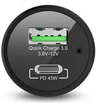 nevox PD KFZ-Ladeger&auml;t 63W USB-C/USB QC 3.0 schwarz - Schwarz