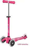Micro Kinderroller Mini Micro Deluxe LED pink mit verstellbarem Lenker - Rosa