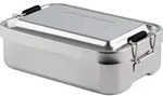 Lunchbox 18x12x6cm mit Unterteilung und Klemmverschluss Edelstahl - Silber