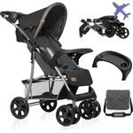 Lionelo Emma Buggy klein zusammenklappbar Kinderwagen mit Liegeposition Dunkelgrau -