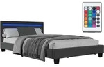 Juskys Polsterbett Paris 120 x 200 cm mit LED, Lattenrost & Kunstleder Grau - Grau