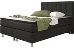 Inter Handels Boxspringbett K&ouml;ln 140x200 | Boxspringbett mit Webstoff Schwarz -